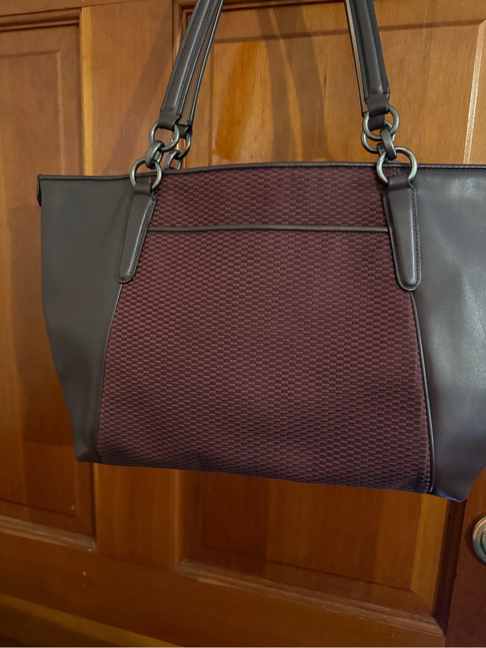 Coach Maroon and Tan Leather Patch Shoulder Bag - Picture 9 of 11
